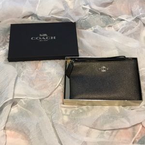 BRAND NEW UNUSED dark gray Coach wristlet